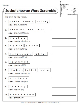 Saskatchewan Word Puzzles