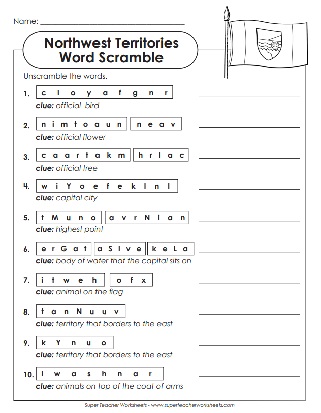 Worksheet Northwest Territories, CA