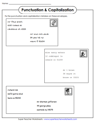 Comma Worksheets (Punctuation)