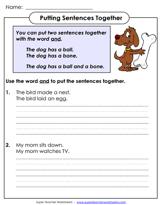 Basic Conjunctions Worksheets