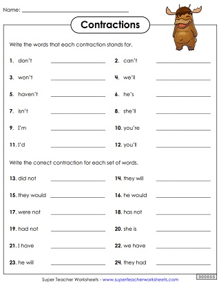 Contractions Worksheet