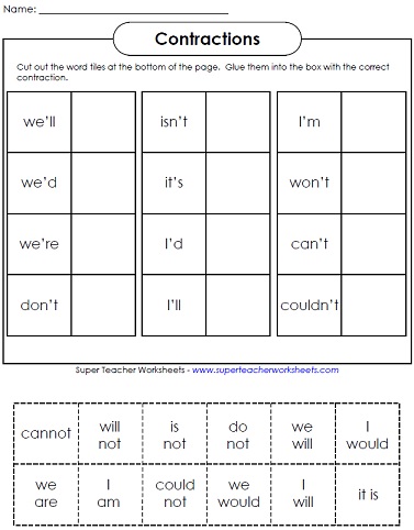 Contraction Worksheets