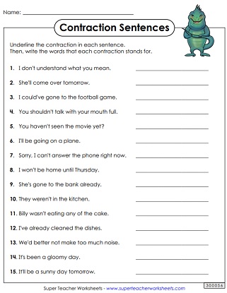 Contraction Handouts