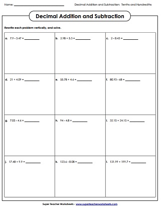 Decimals Addition and Subtraction