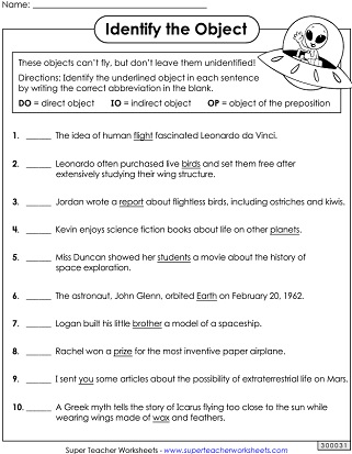 Identify the Object Worksheet