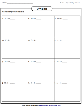 Division with Remainders Worksheets