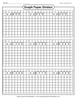 2-Digit Divisor Division Worksheets - Graph Paper