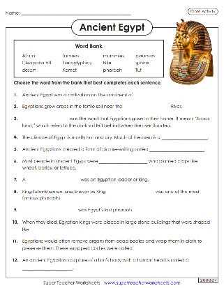 Egypt Worksheet