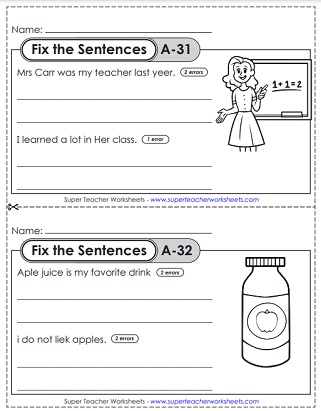 1st Grade Proofreading Worksheets