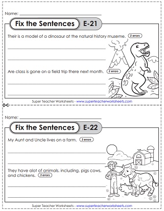 Worksheet Editing Proofreading