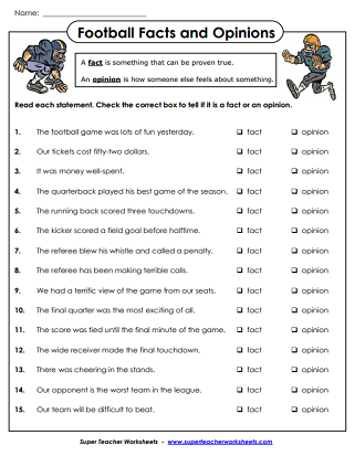 Football Worksheets (Super Bowl)