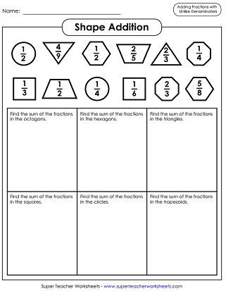 Adding Fractions Worksheet