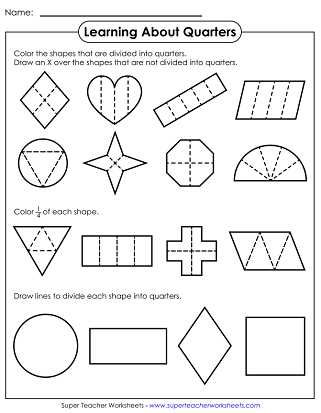 Fraction Worksheets - Quarters