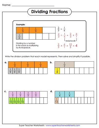 Dividing Fractions Worksheet