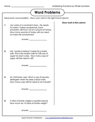 Multiply Fractions Word Problems