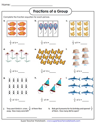 Fractions of a Group Worksheet