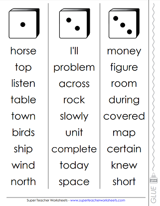 Fry Word Printable Worksheets - Games