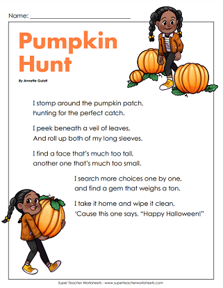 Halloween Reading Worksheets - Poems