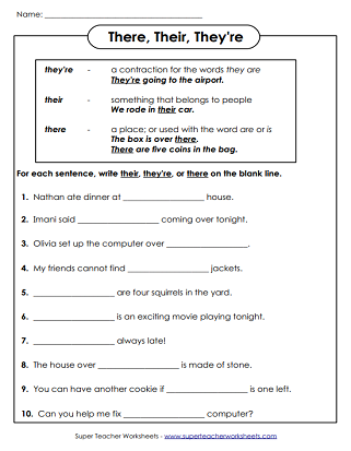 Homophone Worksheets