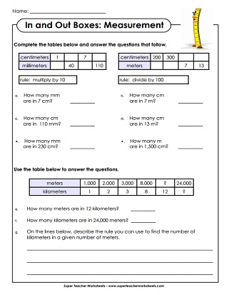 Printable Input - Output Worksheets