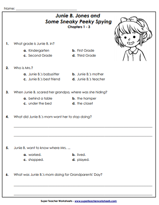 Junie B. Jones Book Worksheets