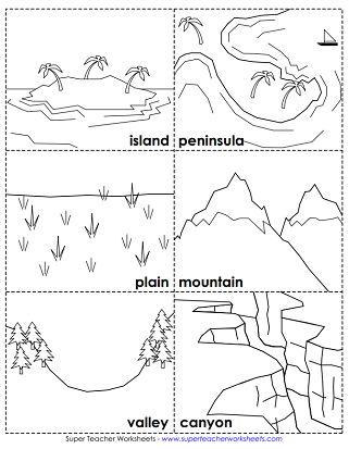 Landforms Worksheets - Matching Cards