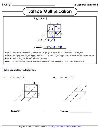 Lattice Multiplication Worksheets