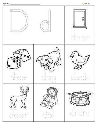 Letter D Worksheets - Coloring Page