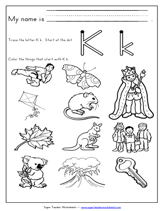 Printable Letter K Worksheets