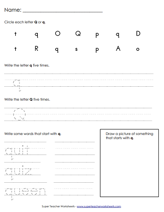 Printable Letter Q Worksheets