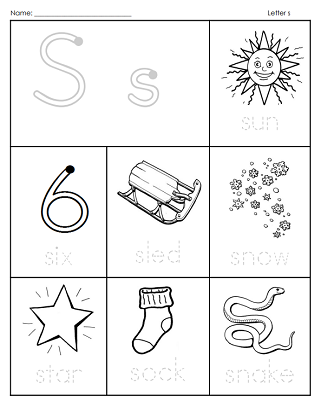 Letter S Worksheets