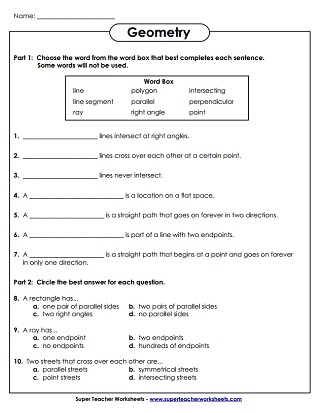 Geometry Worksheet