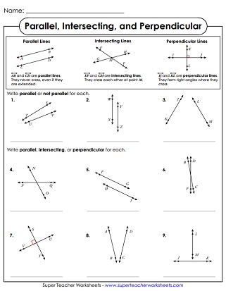 Parallel, Intersecting, Perpendicular Lines