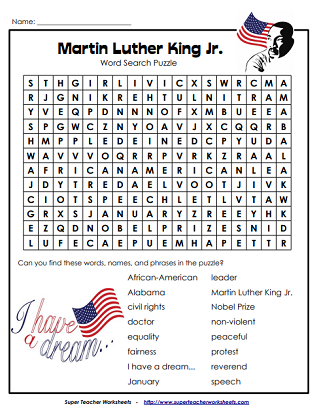 Martin Luther King Jr. Activity Worksheet