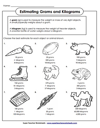 Metric Weight Measurement Worksheets