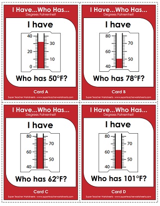 Temperature Game (Printable)