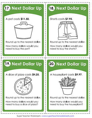 Rounding Money - Next Dollar Up Task Cards