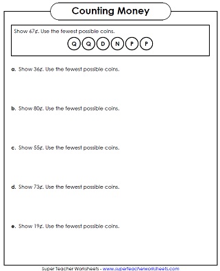 Fewest Coins Worksheet