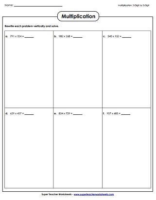 Printable Multiplication Worksheets