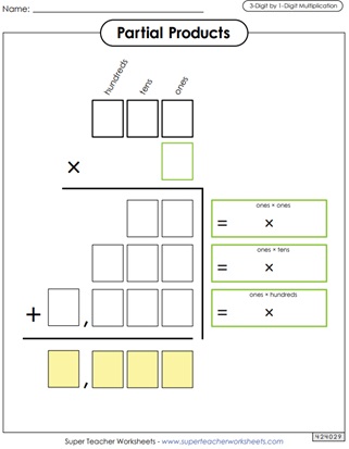 Partial Product Multiplication Worksheets