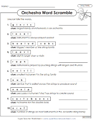 Orchestra Strings Worksheet