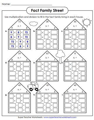 Number Families Worksheets