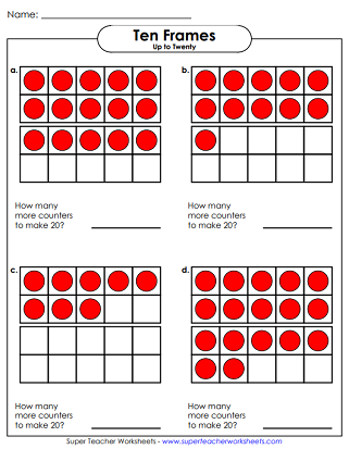 Numbers up to 20 (Ten Frames Worksheet)