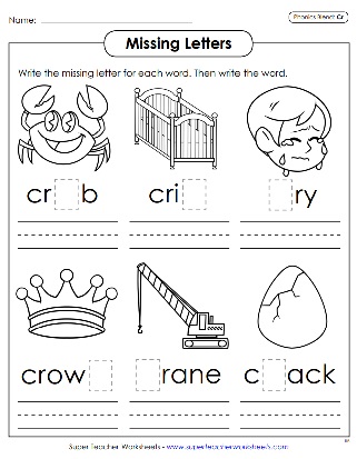 Printable Phonics Worksheets - CR Blend Sound