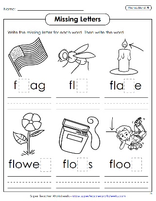 Printable Phonics Worksheets - FL Blend Sound