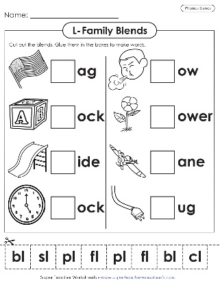 Printable Worksheets - Phonics L-Family Blends