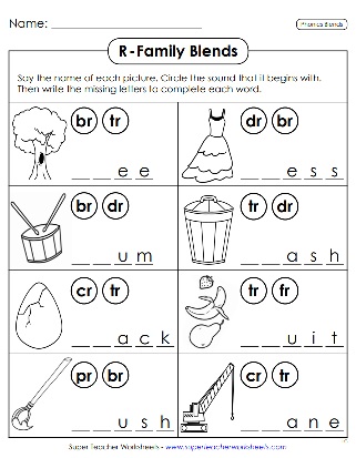 Printable Worksheets - Phonics - R Blends Sounds