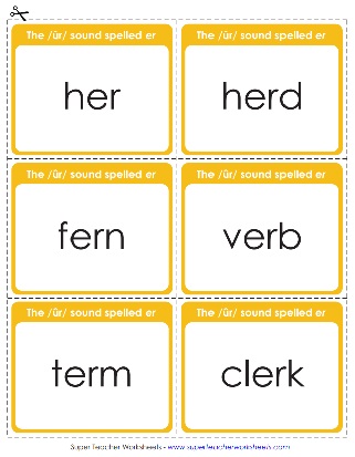 Printable Phonics Worksheets - R-controlled ER Sound