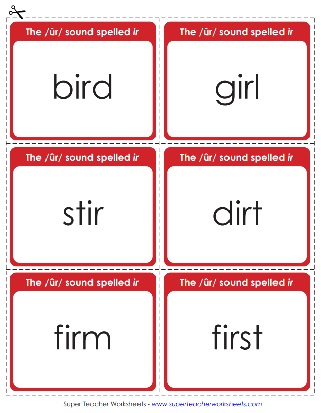 Phonics Printable Worksheets - R controlled IR