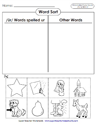 Phonics Worksheets - R controlled UR